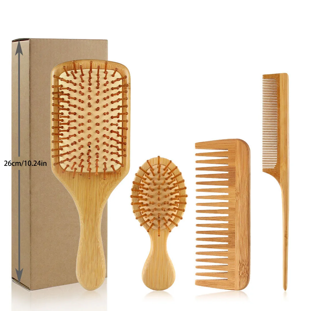Eco-Friendly Bamboo Hair Brush & Comb Collection for Smooth & Tangle-Free Hair