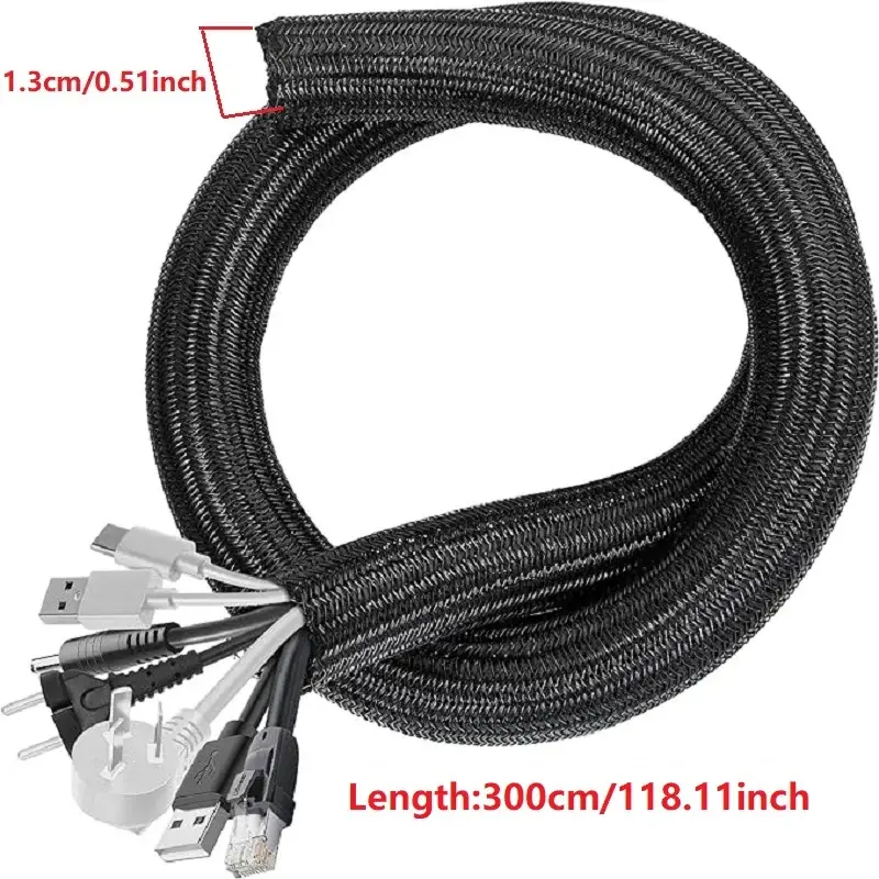 Braided Cable Sleeve 1m/3m/5m Pet Nylon Wrap for Desk PC TV Wire Protector Braided Wire Cover Casing Cable Organizer image 7
