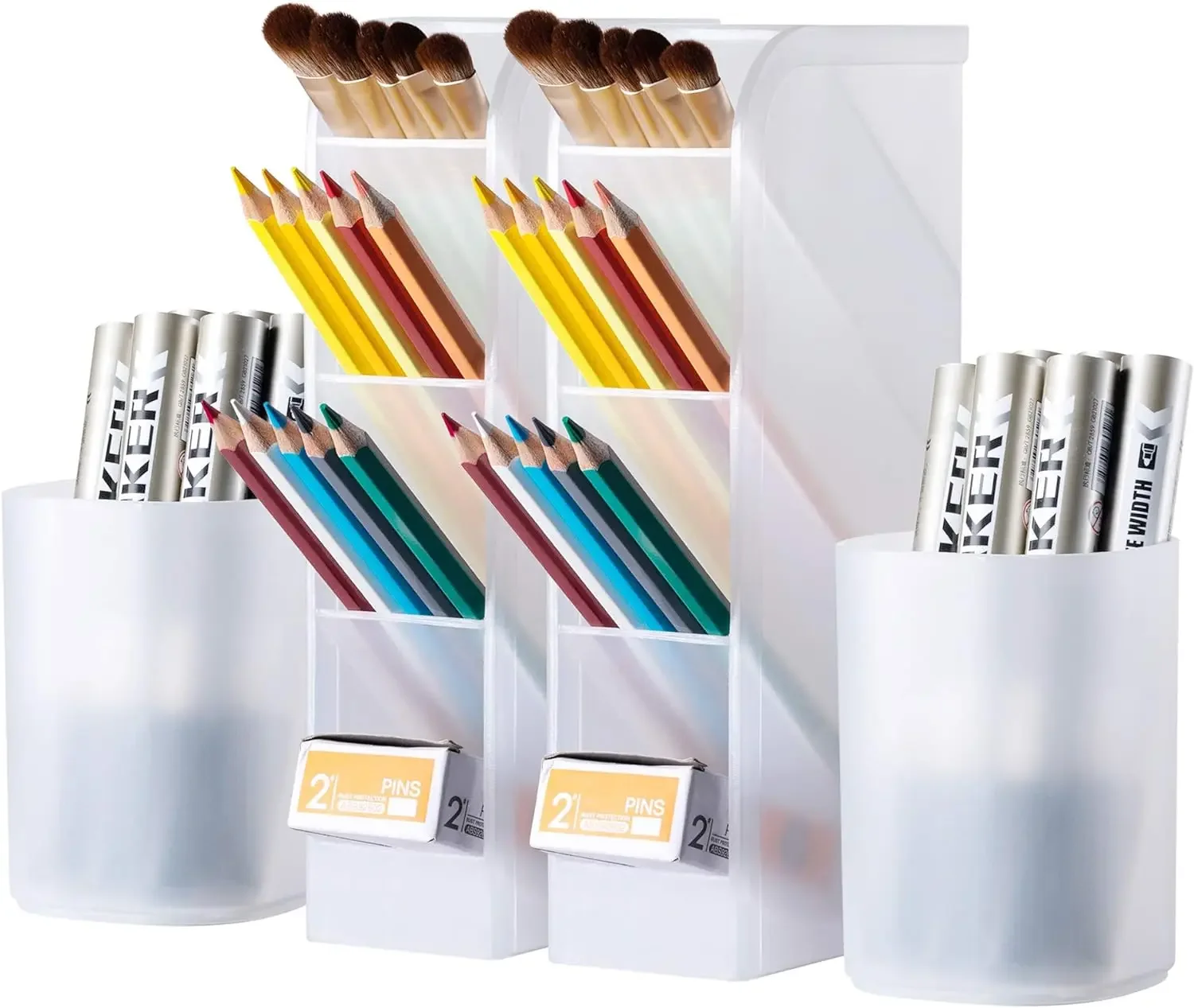 Pen Organizer Desk Organization Cute Desk Pencil Markers Cup Holder Storage Box Set Multi-Functional Stationary For Home Office pen holder pen and brush holder desk organizer pencil case desk storage rack