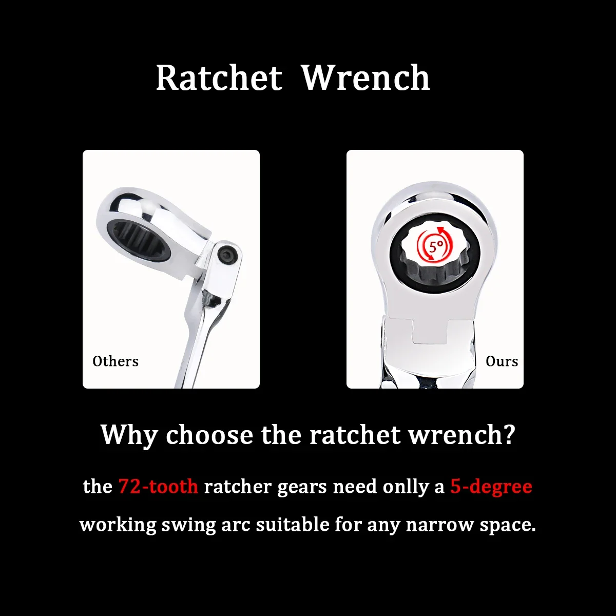 Flexible Head Ratchet Wrench Spanner 5