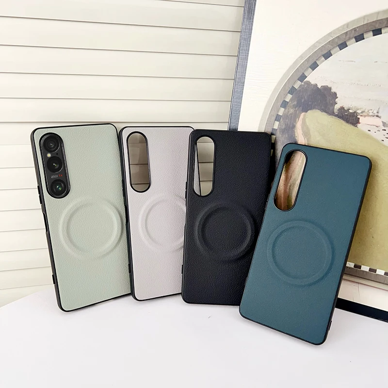 Luxury Leather Magnetic Wireless Charging Phone Case with Magsafe Compatibility
