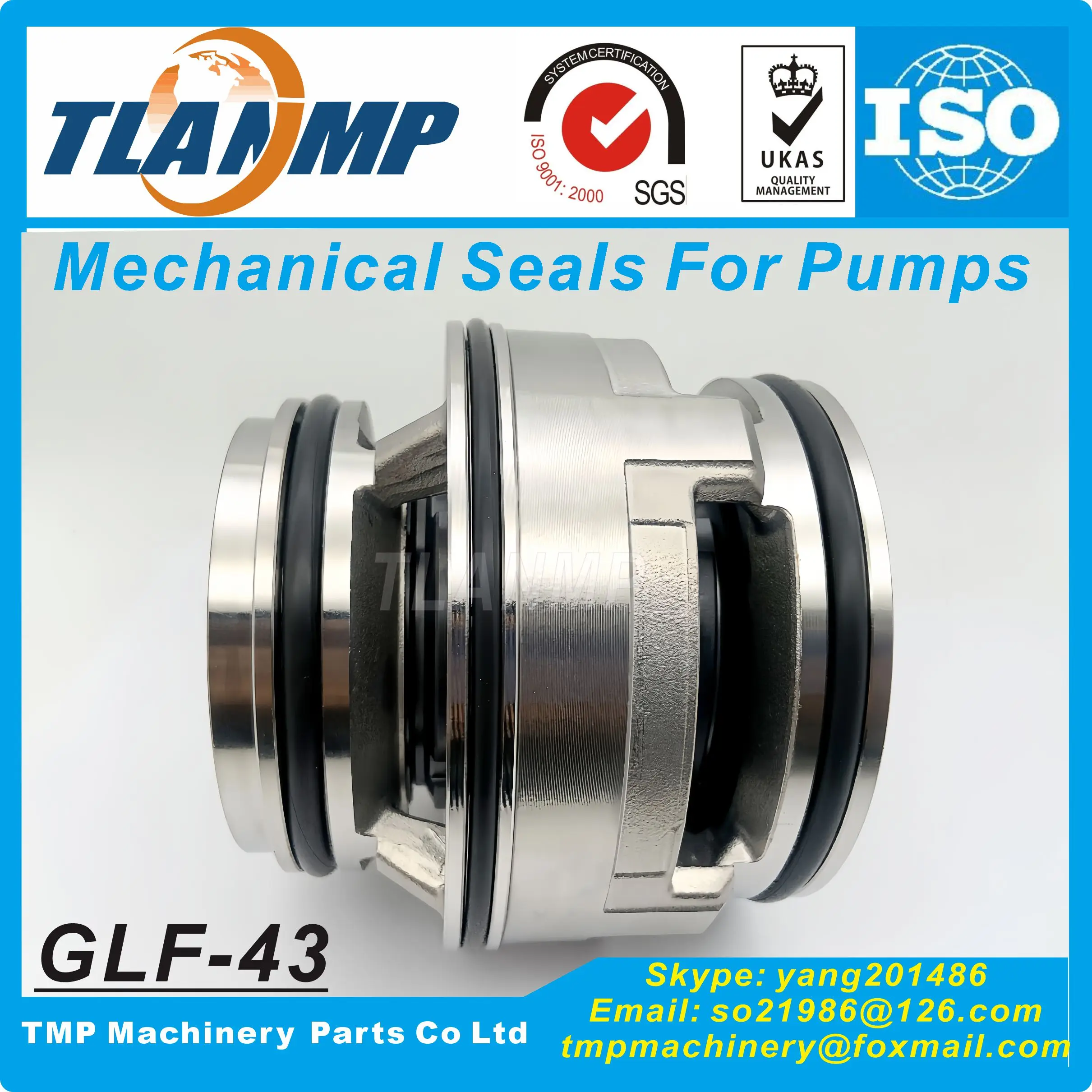 GLF-43 , Sarlin-43 Cartridge TLANMP Mechanical Seals (Shaft Size 43mm, PN: 96952242 ) for SL Series Pumps, SARLIN Sewage Pumps