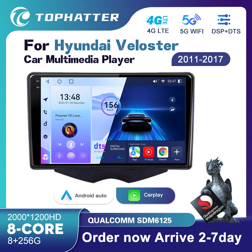 

For Hyundai Veloster 2011 - 2017 Android 13 GPS Wireless Car Radio Multimedia Video Player Navigation Bluetooth Touch Screen