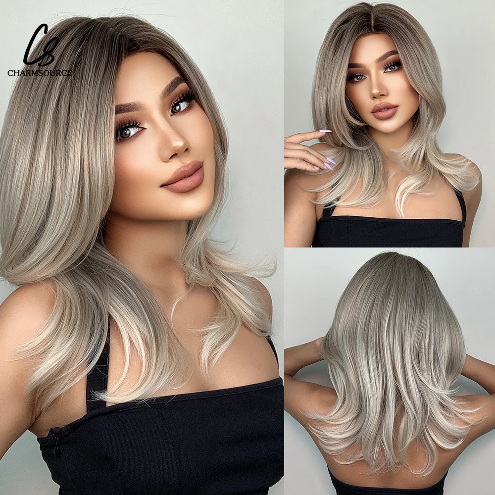 CharmSource Synthetic Wig Short Wave Hair Light ombre blonde Wig for Women Daily Party Cosplay Wig Heat-resistant be hair be color 12 minute very light blonde краска для волос тон 9 0 очень светлый блондин натуральный 100 мл