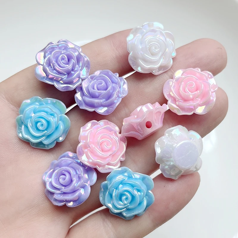Stone Beads Glass Beads Plastic Beads Acrylic Craft Beads Acrylic Beads Resin Beads Abs Beads Imitation Pearl Beads Letter Beads Rice Beads Metallic Beads Metal Beads Wood Beads 10pcs Colorful UV Plated Brilliant Rose String Beads Wedding Decoration Flowers DIY Jewelry Decoration Accessories Party