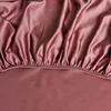 Luxury Satin Fitted Sheet Embroidered Solid Color Mattress Cover with Elastic Band Bed Sheet Bed Linen High-end Rayon Bedsheet 6