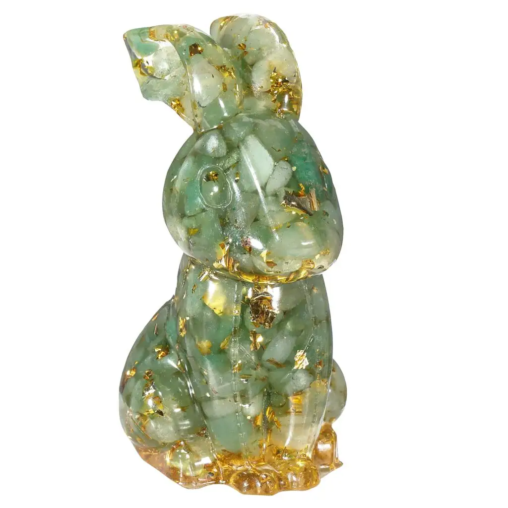 Healing Orgone Crystal Stone Rabbit Figurine Decoration Pocket Stone Bunny Resin Statue For Shelf Desk Office