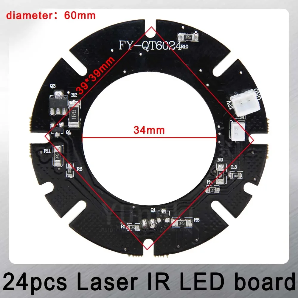 Infrared 24*Laser IR LED Board Surveillance Camera Accessories for CS Lens Security IP CCTV Camera Indoor Outdoor Night Vision (Diameter: 60mm)