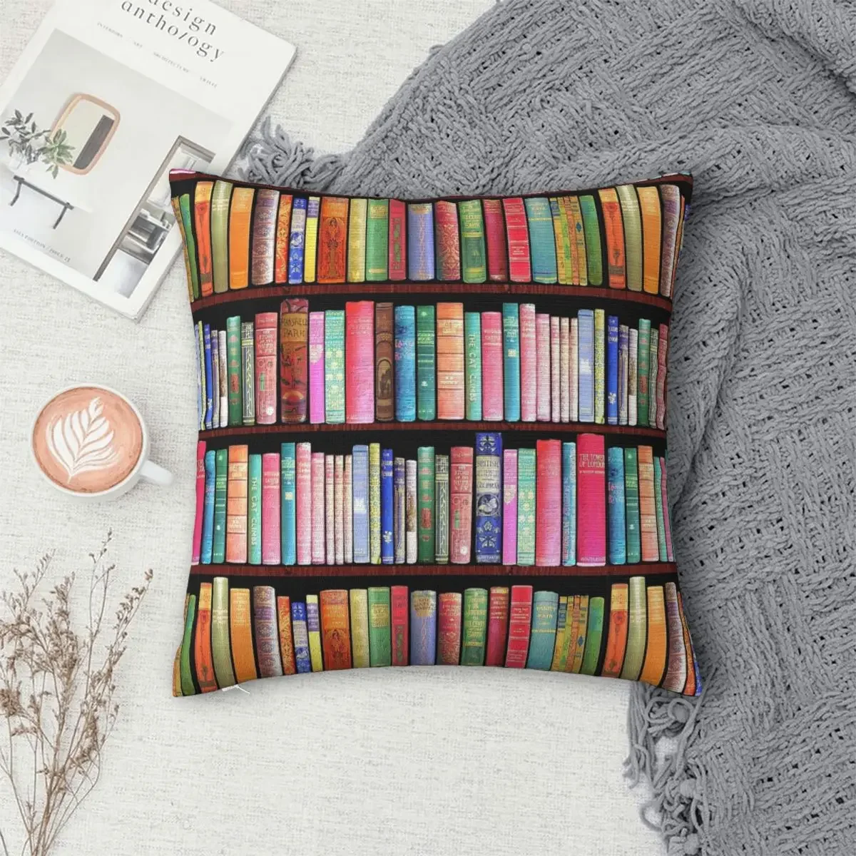 

Vintage Book Shelf Pillowcase Polyester Pillow Cover Cushion Comfort Throw Pillow Sofa Decorative Cushions Used for Home Bedroom