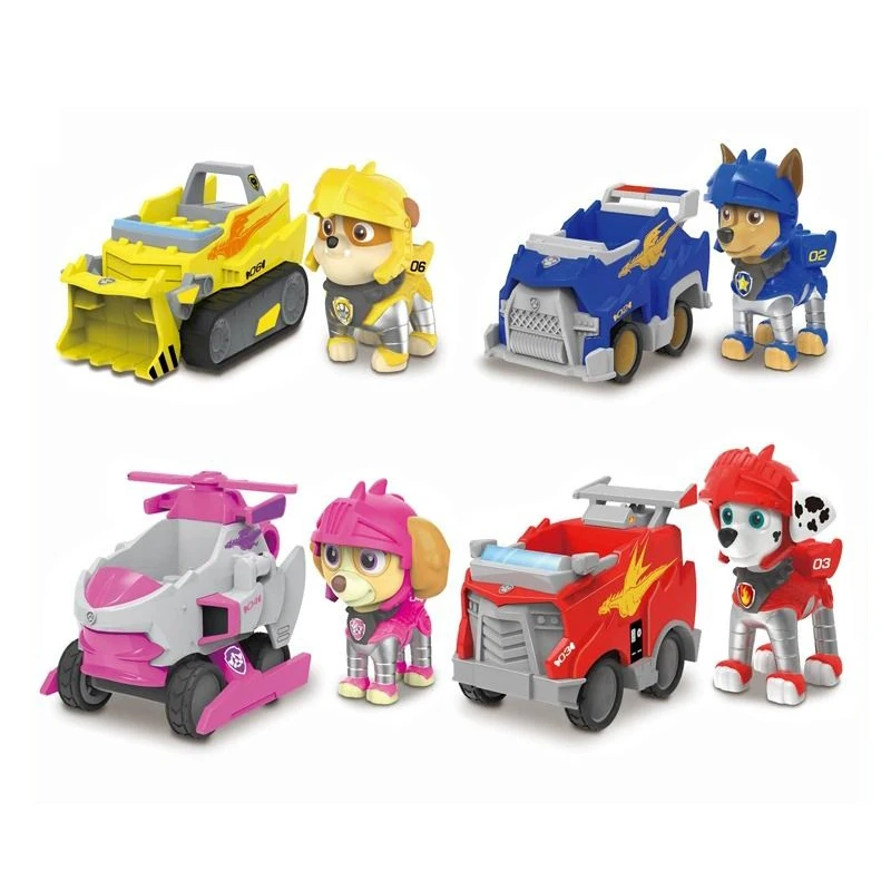 Paw Patrol Rescue Knight Return Car Building Block Chase Skye Macerie Marshall Patrol Patrulha Cina Action Figure Giocattolo Regalo Per Bambini