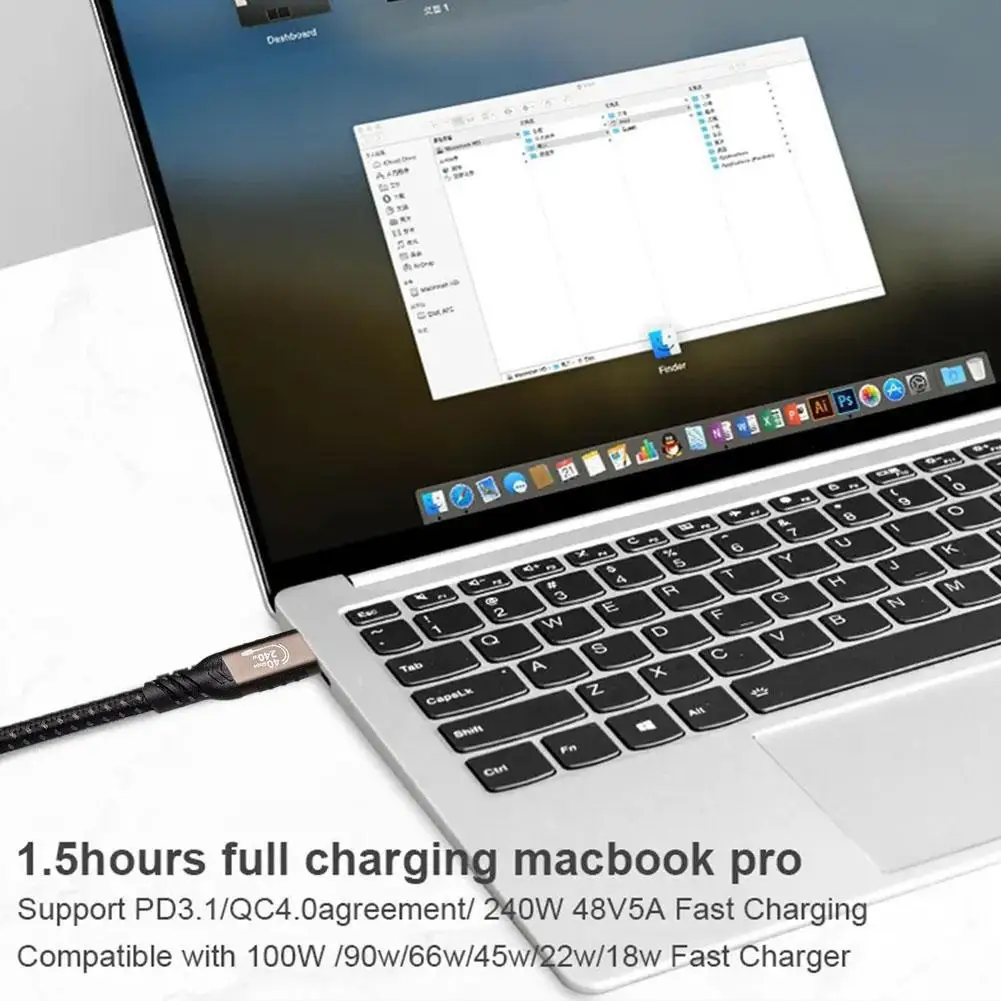 240W Charger Data Transfer USB 4 Cable for Thunderbolt 4 Full Feature Type C 40Gbps Dual 8K Video Cord For Thunderbo