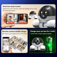 Caméra Robot WIFI à double objectif, surveillance à double écran 1080P HD PTZ, caméra de Surveillance de sécurité IP, suivi automatique, moniteur pour bébés et animaux de compagnie 3