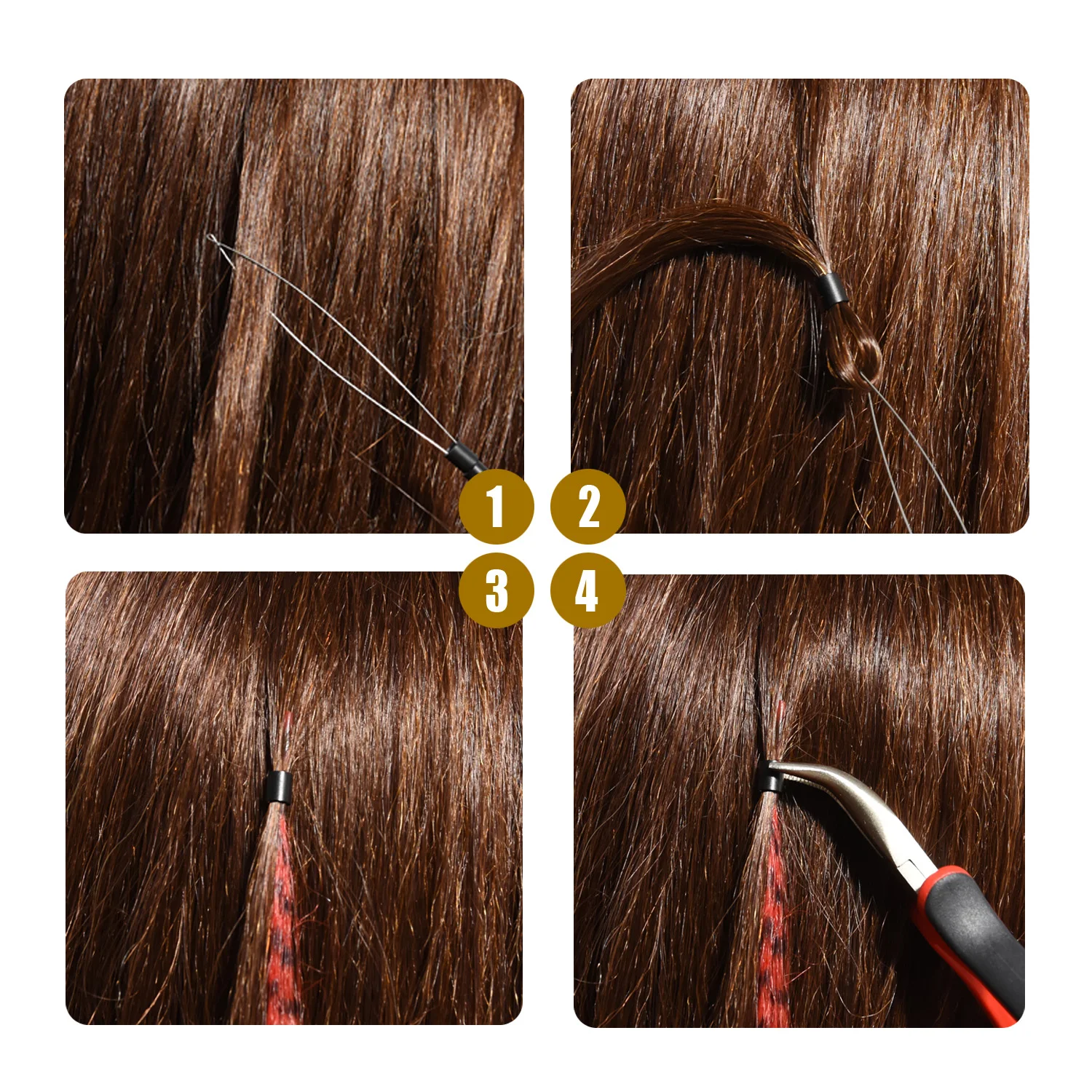 500개/봉투 5.0mmX6.0mm 라인형 실리콘 구리 튜브 헤어 익스텐션 루프 링 헤어 비즈 (인모 익스텐션 브레이드용)