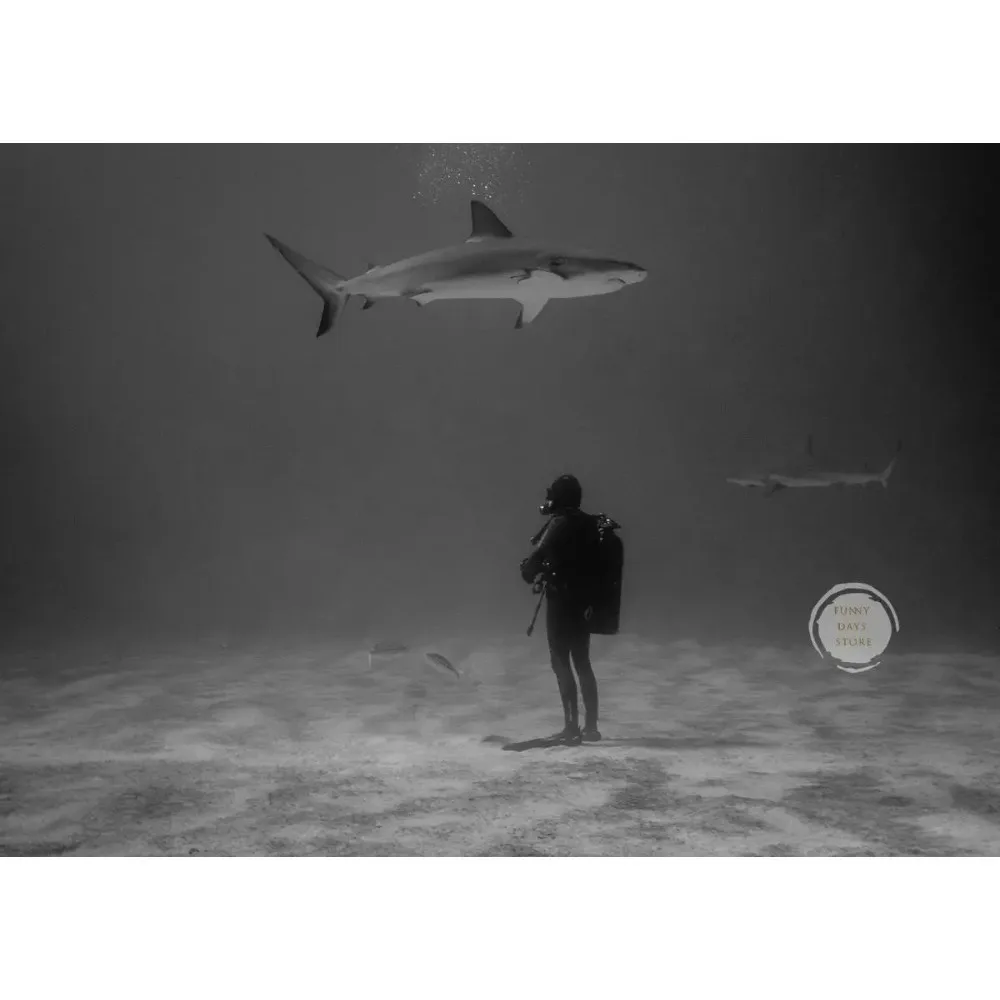 Great White Shark Ocean Giants Canvas Art - Nature Wall Decor Poster