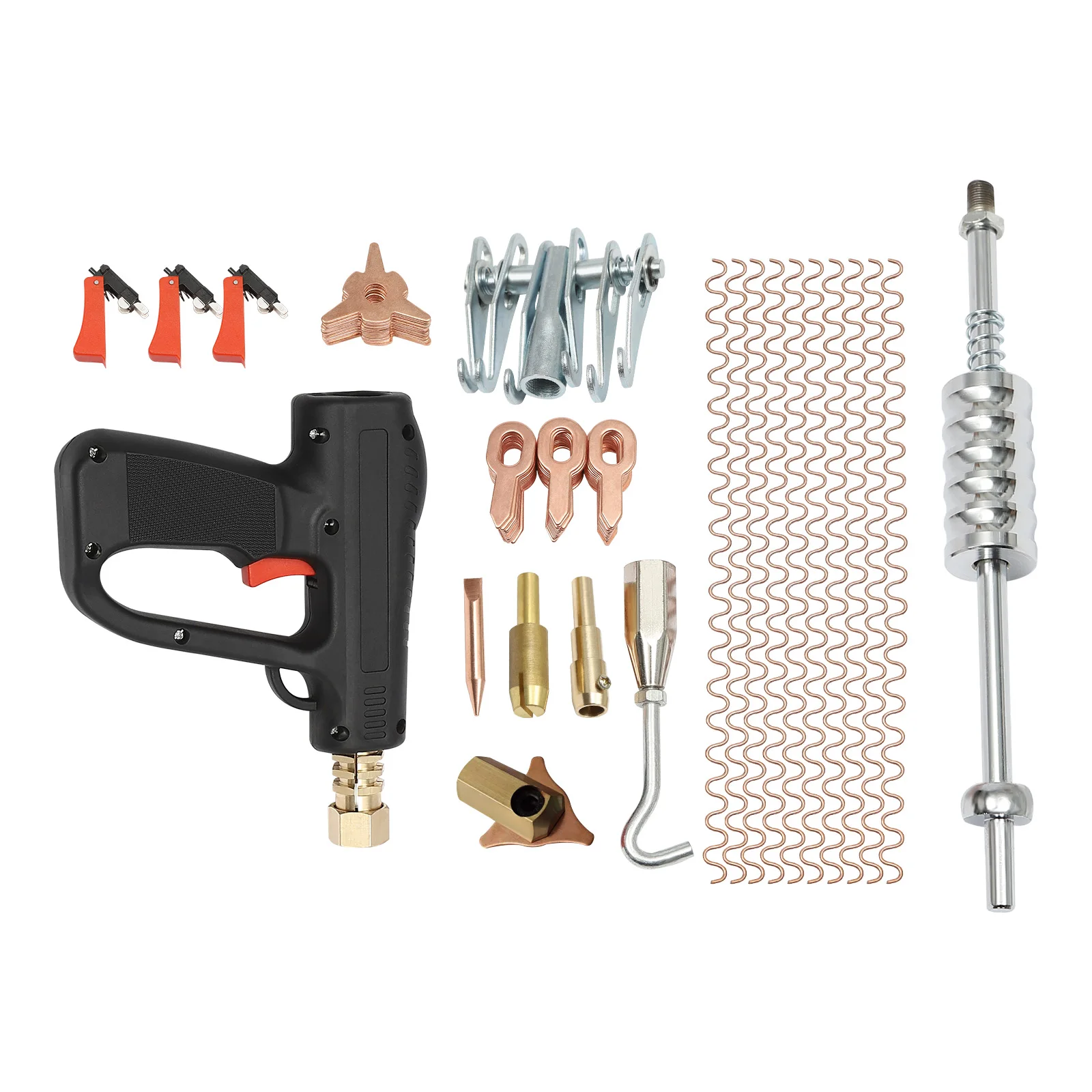 81-teiliges Bolzenschweißset, Reparatur-Extrusionsset, Schweiß-Dellen-Abzieher-Set mit Zubehör, gerader gedrehter Dellen für PKW und LKW – Detail 3