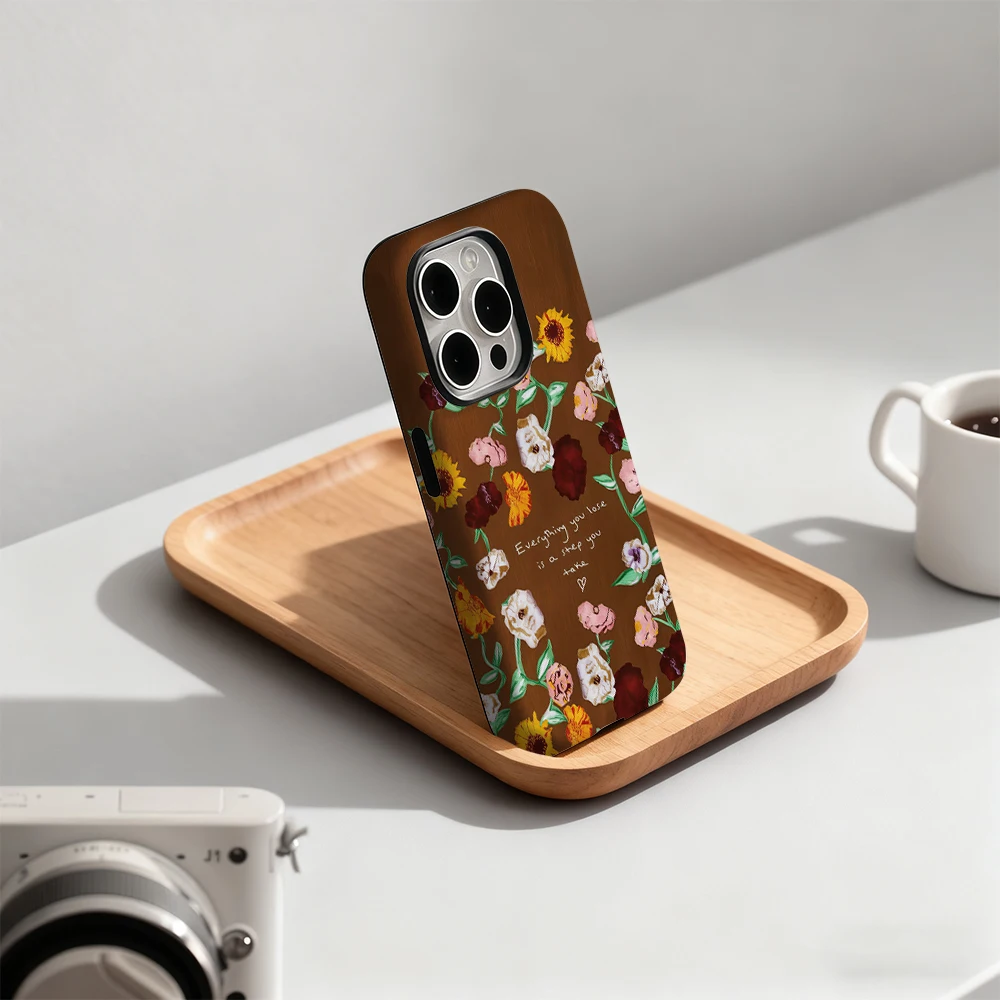 Bohemian Florals Double-Layer Back Phone Case - Must-Have Accessory