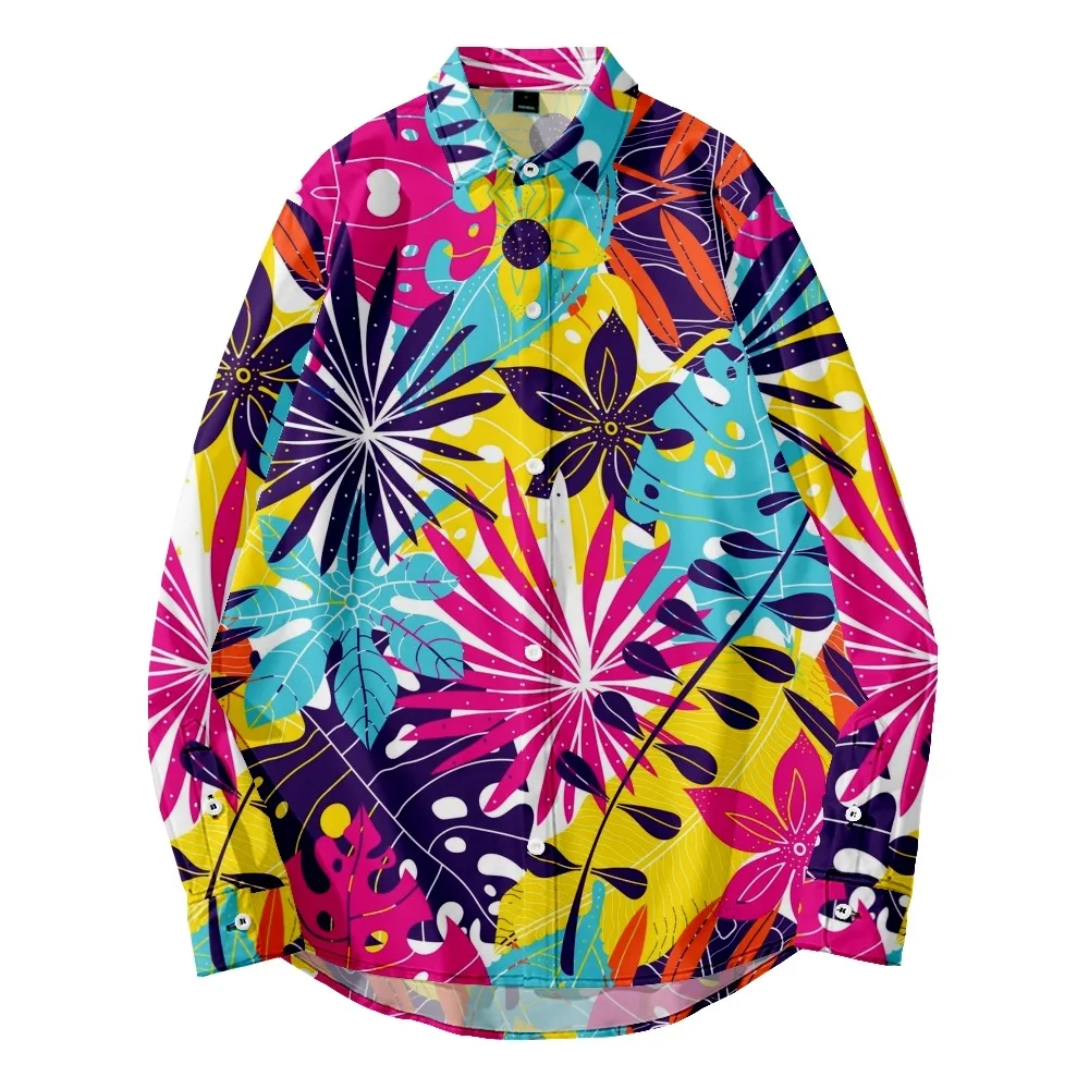 

2022 new original risk-free 3D printing breathable large men's long sleeve shirt men's long sleeve top maple leaf
