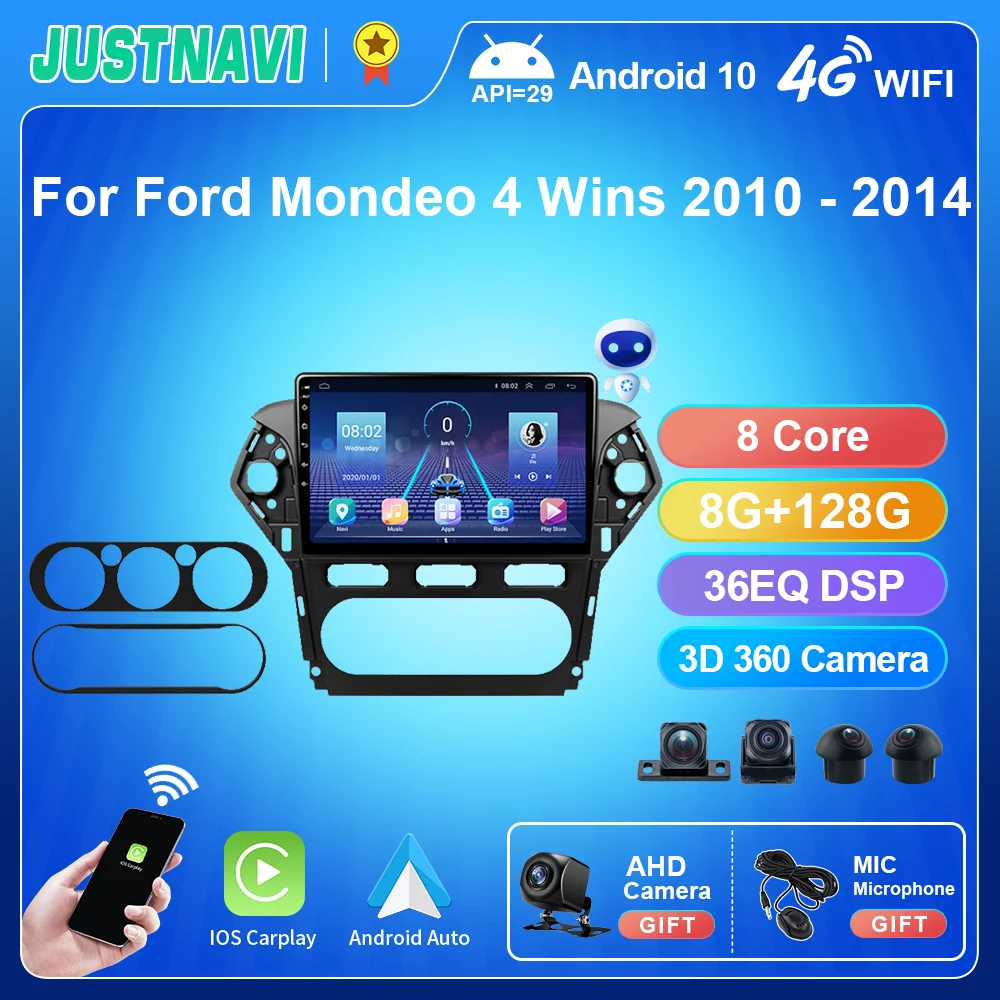

JUSTNAVI 4G LTE Android 10 8-ядерный автомобильный радиоприемник GPS-навигация для Ford Mondeo 4 Wins 2010 2011 2012 2013 мультимедийный плеер RDS