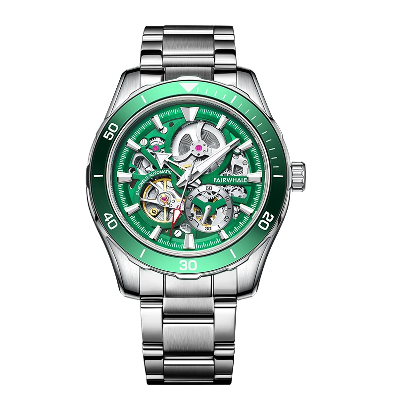 

Mark Fairwhale Men Automatic Watch 42mm Luxury Watches 21 Jewels Mechanical Wristwatch 50M Waterproof Luminous Skeleton Dial