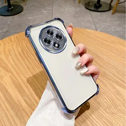 Shockproof Plating Silicone Soft Back Cover - Four Corners Thickening Case for OPPO Reno12F 4G (4jfs blue)