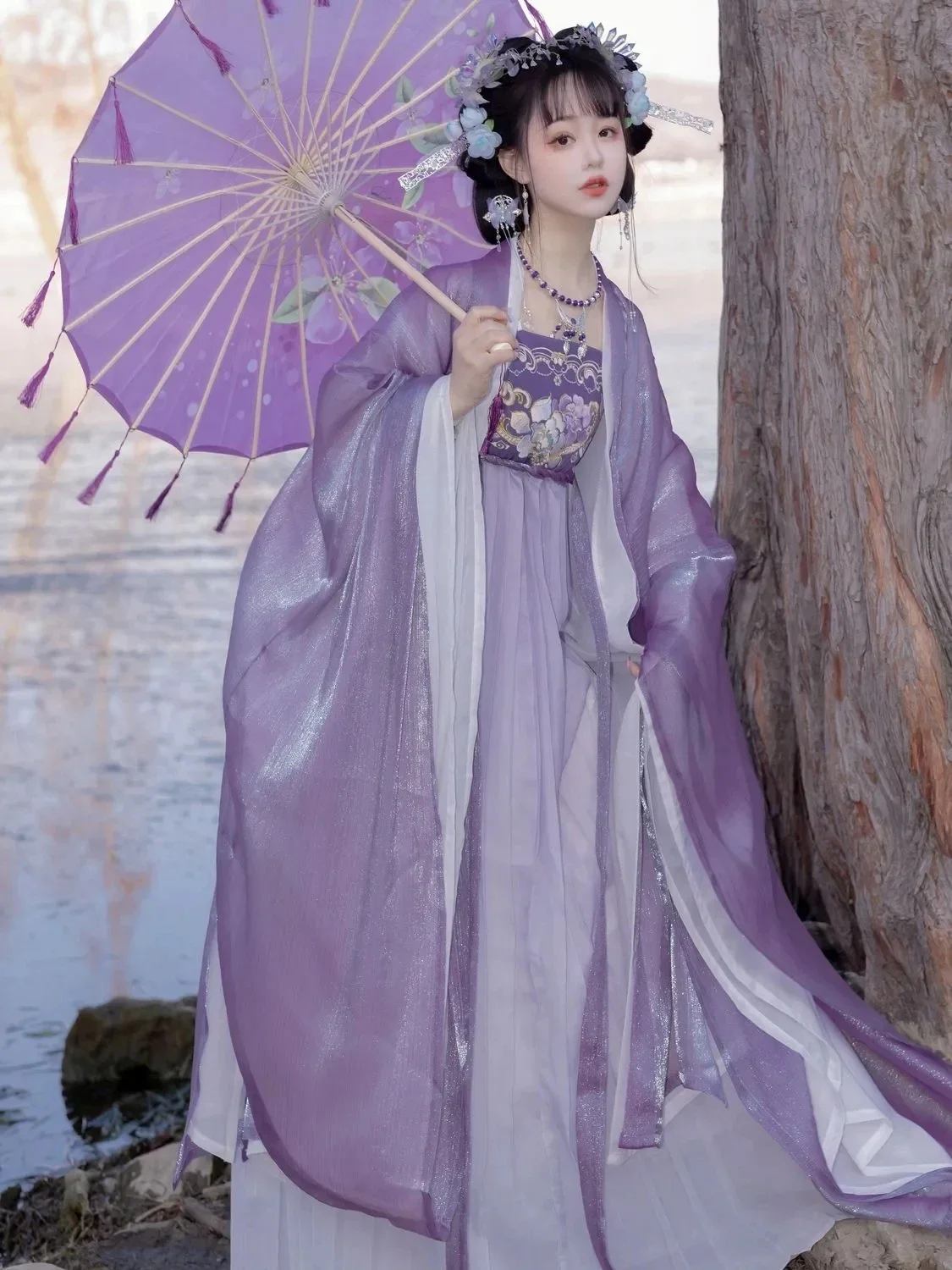 

Autumn Women Retro Purple Fairy Dress Chinese Style Traditional Hanfu Cosplay Costume Party Dress Cute Princess Dresses