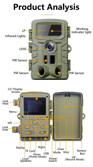 PR701 Hunting Camera Trap 4K 48MP Fast Trigger IP66 Waterproof Wildlife Security Infrared Night Vision 2-inch screen 6