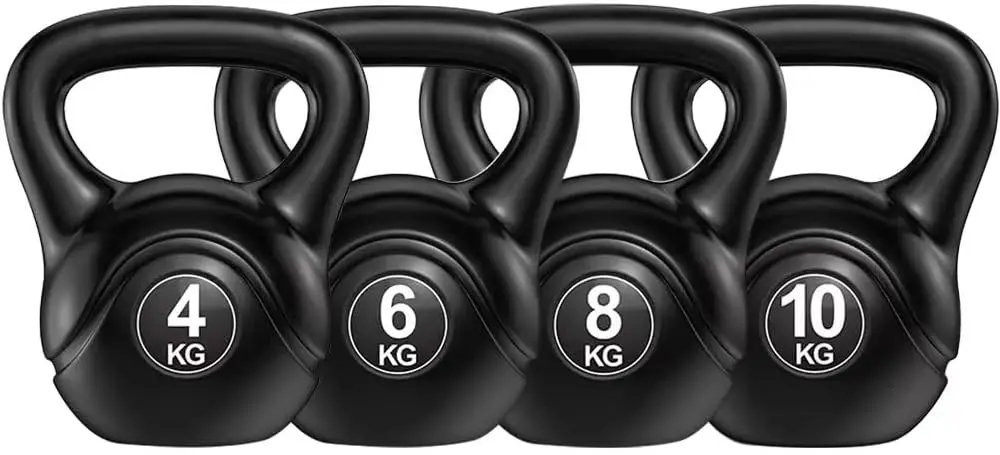 Kettlebell with Non-Slip Handle, Home Strength Training, Gym Kettlebell (Black-A)