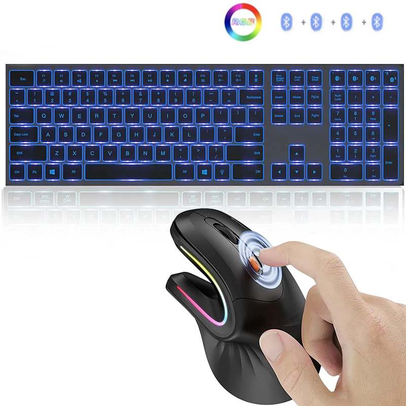 Bluetooth 10 clavier souris peigne ensemble Rechargeable pour