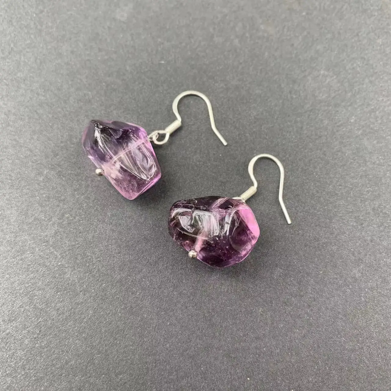 Natural Amethyst Earrings Silver 925 Hanging Earrings Original Gemstone Women High Quality Jewelry Design Handmade