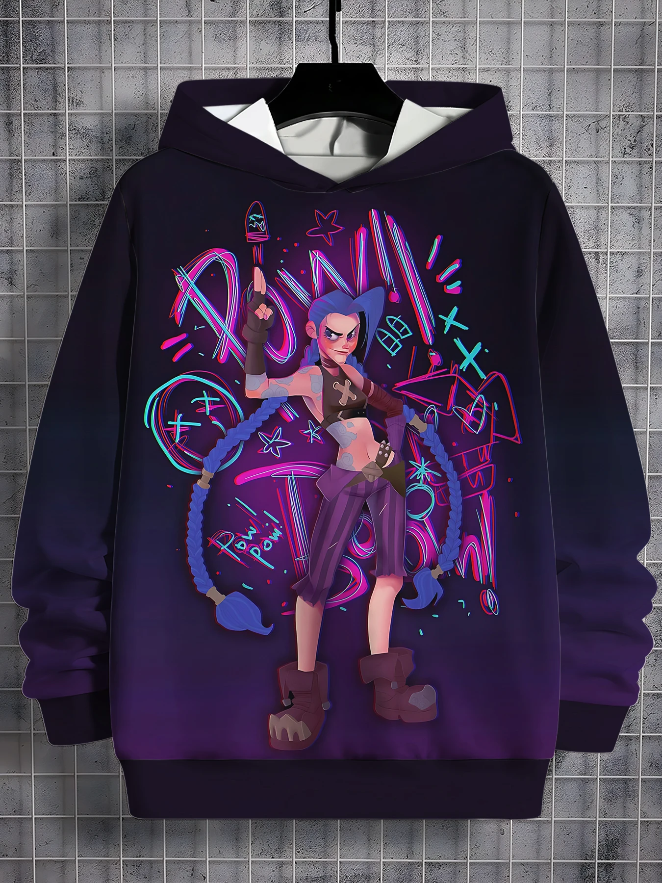 2026 Arcane Jinx Anime 3D-Druck Alle Jahreszeiten Kinder Casual Sweatshirt Coole Pullover Tops Unisex Kleidung Junge Hoodies Kleidung – Detail 3