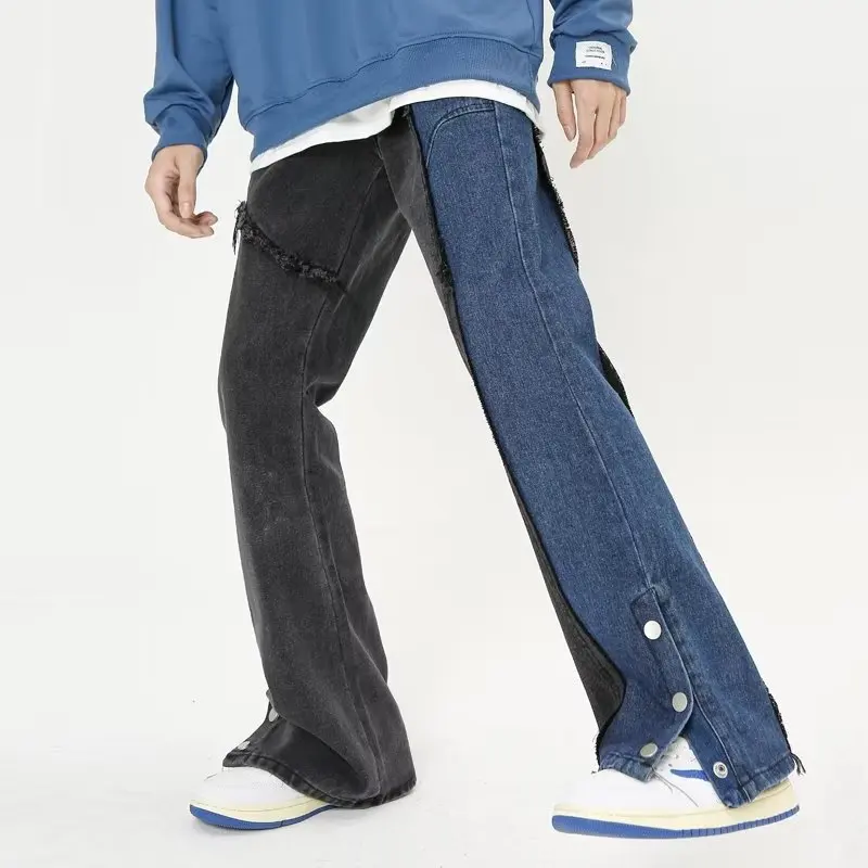 2026 Ropa Y2K Mode Patchwork Baggy Jeans für Herren Vintage Kleidung Knöchellange Knopf-Hip-Hop-Denim-Hosen Vaqueros – Detail 13