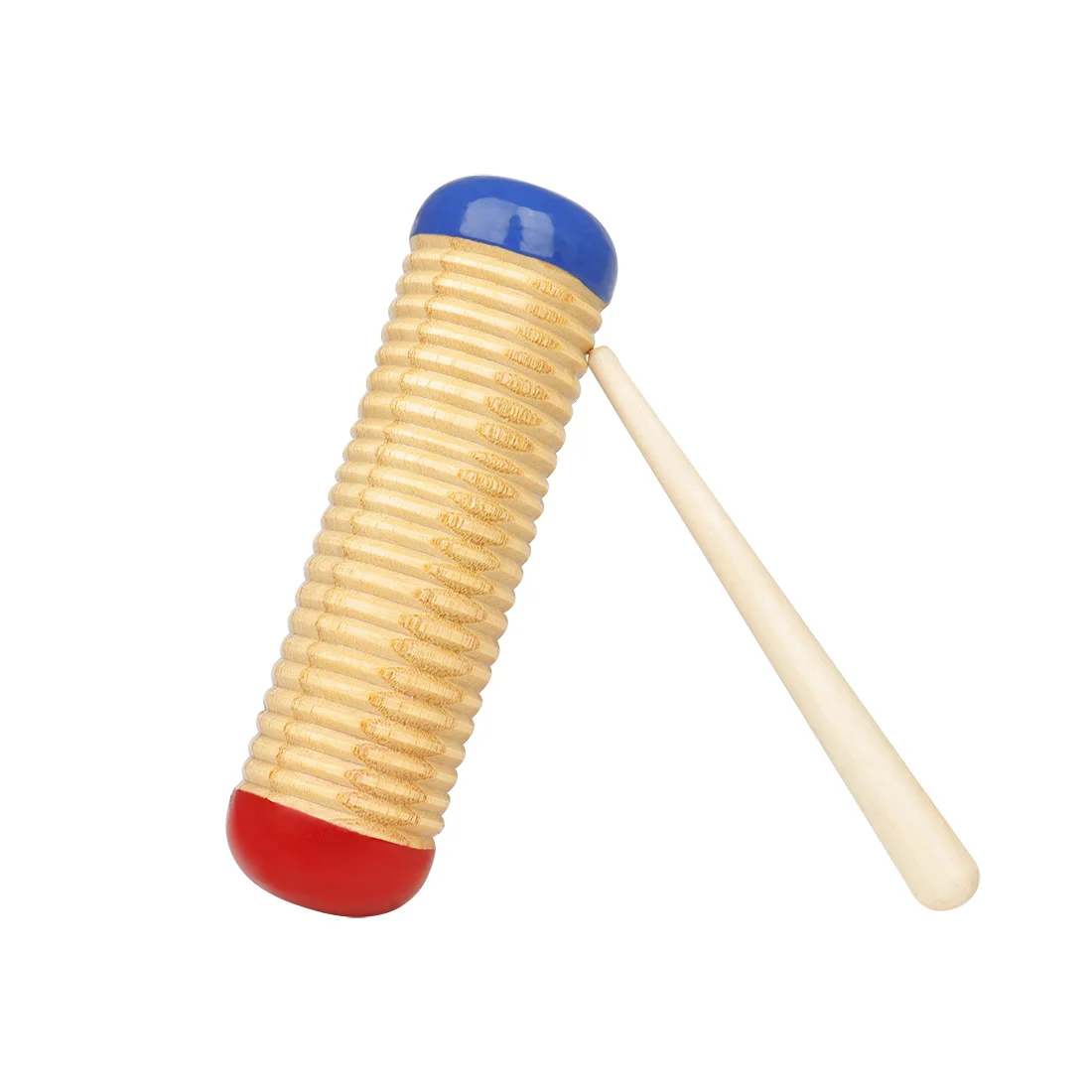 Orff Sand Cylinder Scraping Cylinder Red and Blue Solid Wood Percussion Instruments Children's Music Early Education Kids Toys