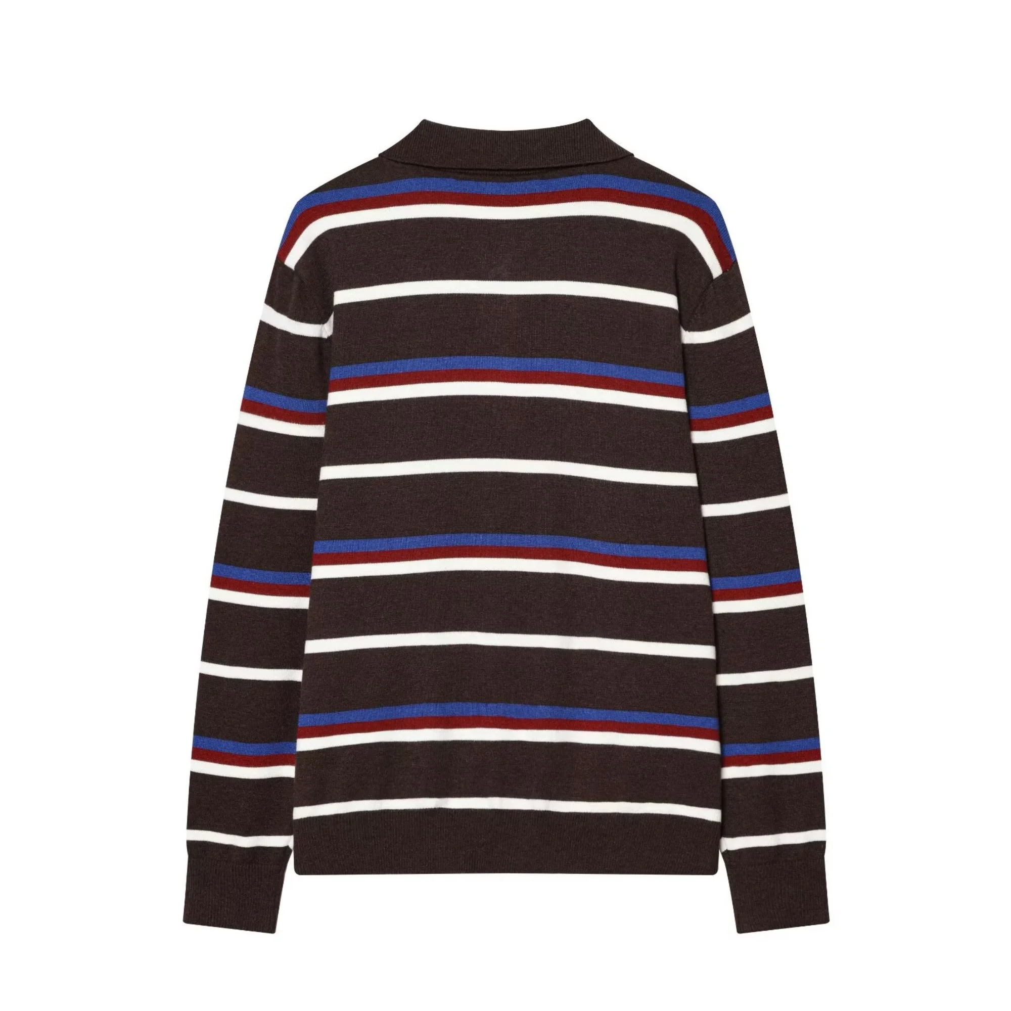 Women Striped Knitted Polo Shirt Spring New Female Turn-Down Collar Pullover Lady Youthful Vitality Knitted Long Sleeve Sweater