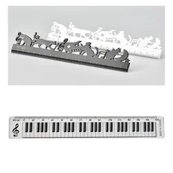 1pcs Office Stationery Music Straight Rulers Creative Cat Musical Note Piano Transparent Ruler Bookmarks Measuring Scale Supply