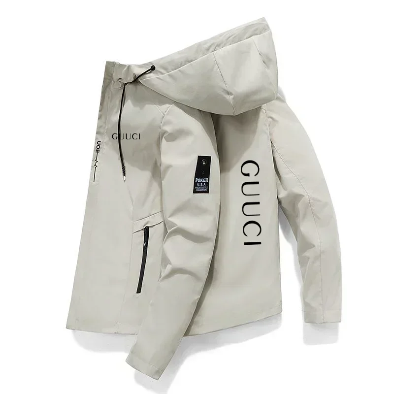Spring/Autumn Men's Jacket Printed Outdoor Sports Hooded Windproof Simplicity Fashion Casual Jacket