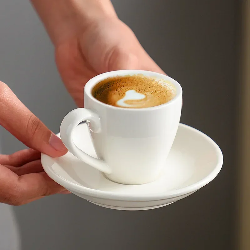 80ml Ceramic Coffee Cup and Saucer Espresso Cups Porcelain Afternoon Teacup Breakfast Milk Mug Cute Pottery Mugs ceramic coffee cup set