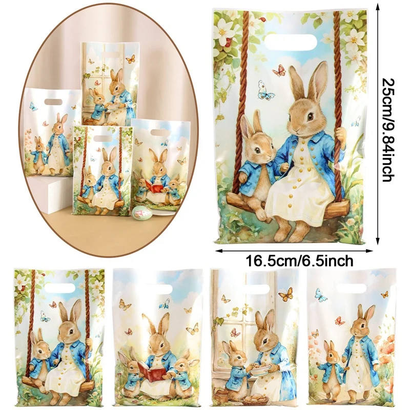 10/20/50 Stück Vintage Hasen-Geschenktüten Osterhase Schmetterlinge Süßigkeiten-Kekstüten Frohe Ostern Party-Deko Zubehör 2026 – Detail 6