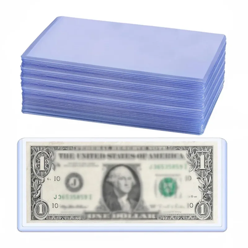 Bill Currency PVC Clear Hard Plastic Sleeve Clip Paper Money Notes Bills Holder for Collection Protector Case Supplies 173*75mm halloween dollar fake money paper heaven hell bank notes currency prop ancestor money hell money incense paper sacrifice joss