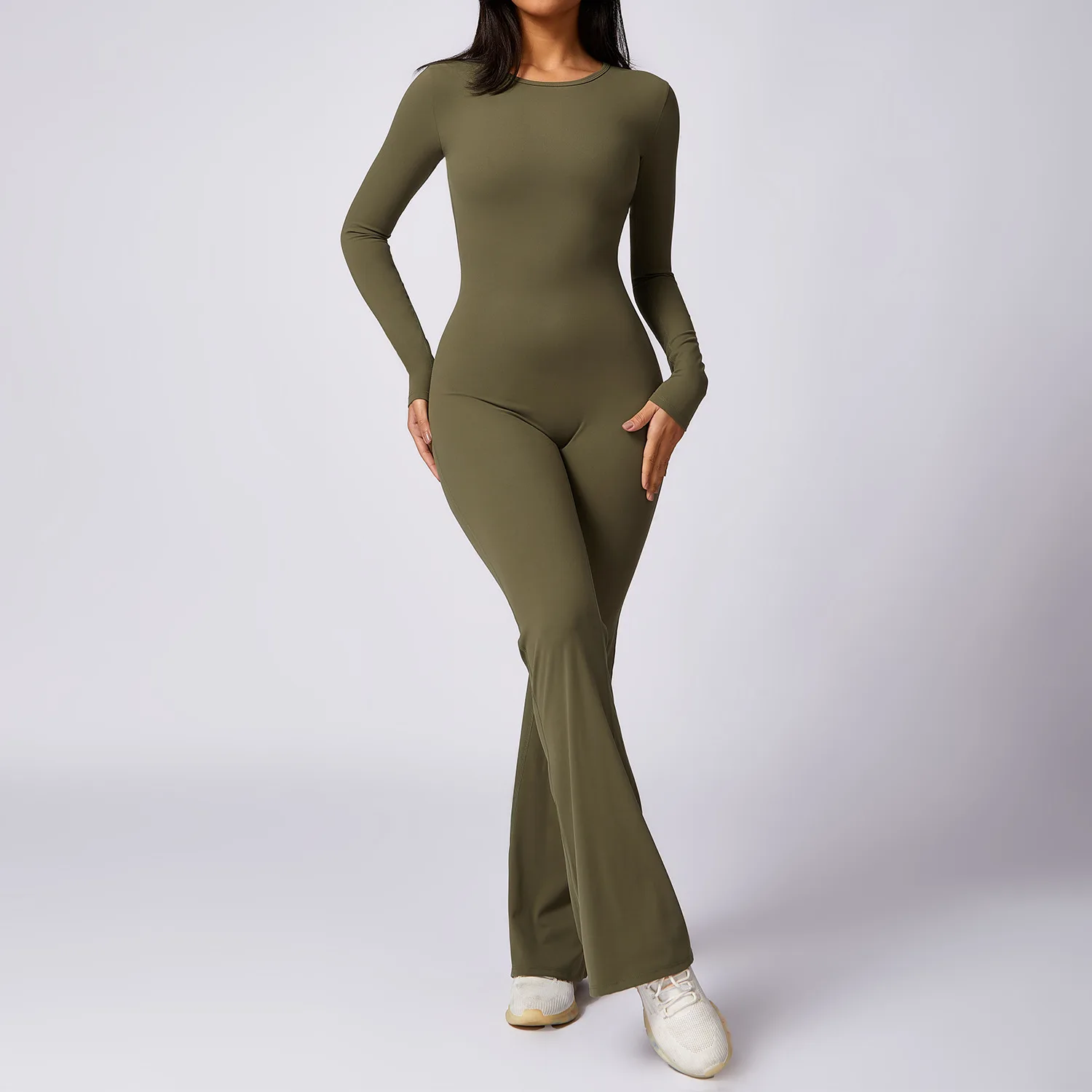 Sexy Back V Jumpsuit Gym Set Women Training Yoga Suit Sportswear Sports Long Sleeves Fitness Rompers Stretch Workout Bodysuits