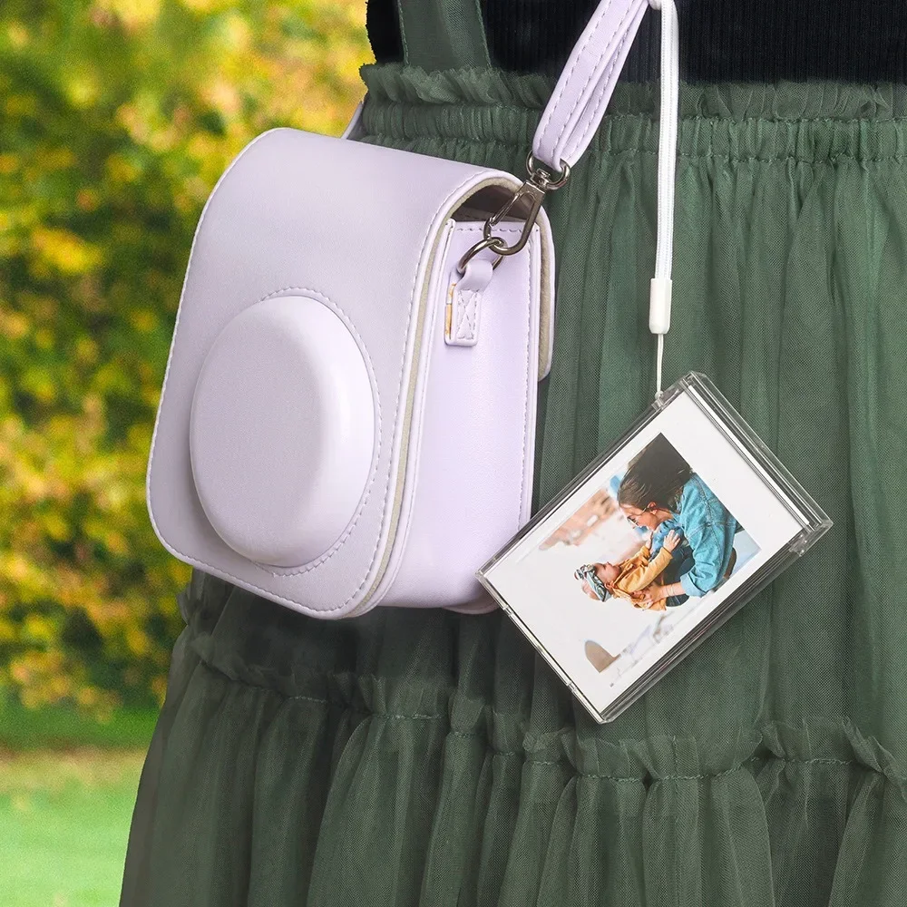 Set Custodia Trasparente In Policarbonato Per Fotocamera Instax Mini SE – Con Cinturino E Adesivi, Custodia Rigida Con Scomparto Per Foto
