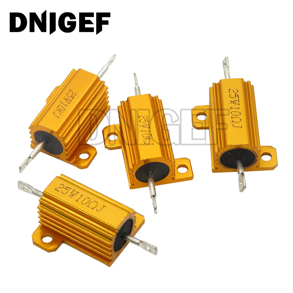 1pcs 25W Aluminum Power Metal Shell Case Wirewound Resistor 0.5-10K ohm