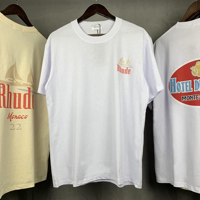 2022 Rhude T Shirt Casual Men Women High Quality Ferry Print Summer Tops Tee Hip Hop 5022bai