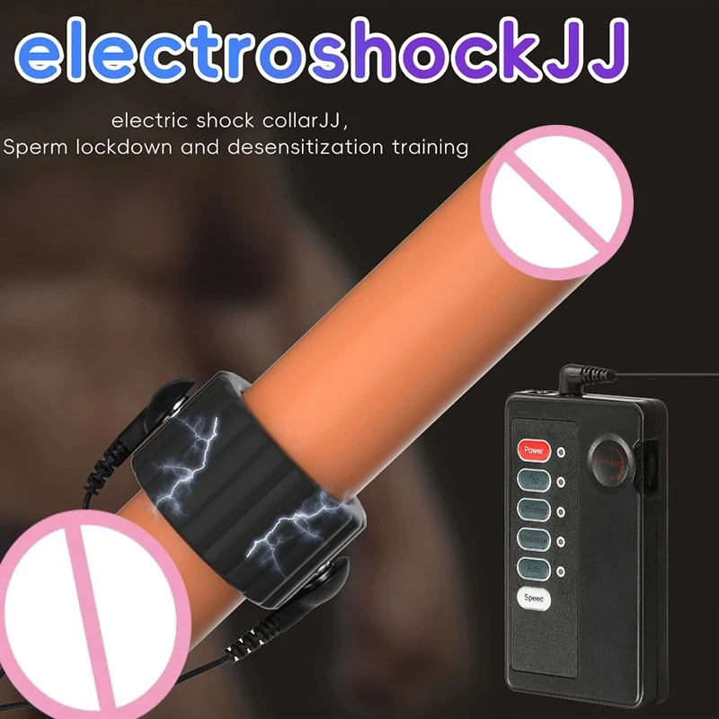 Electric Shock Conductive Silicone Penis Lock Ring Ball Stretcher Glans Stimulate Massager Cock Erection Male Gay Sex Supplies