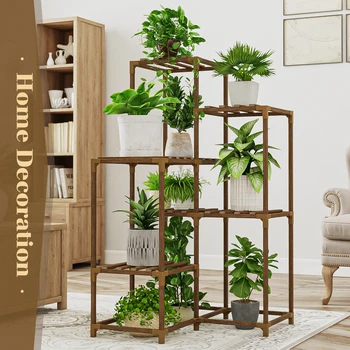 Bamworld Plant Stand Indoor Shelf Outdoor Corner Table 7 Pots Holder for Living Room Multiple Plants Patio Balcony Garden Decor 5