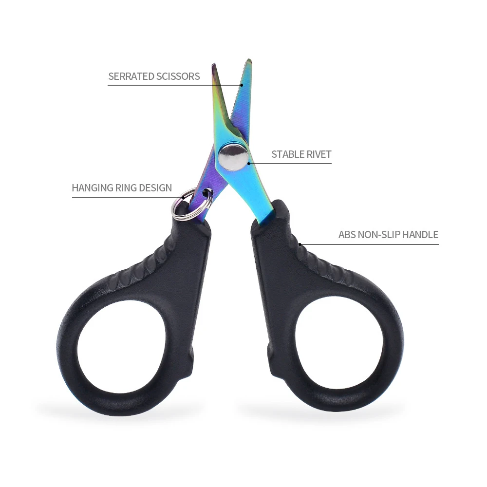 Portable Titanium Coated Mini Fishing Scissor Stainless Steel Scissors for cutting PE Braid Line Lure Fishing Tool Accessories