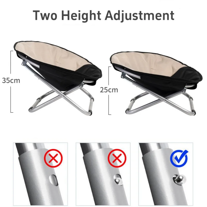Portable Pet Moon Chair Outdoor Camping Cats Dogs Folding Bed Height Adjustable Elevated Bed Thicken Keep Warm Chair Cover