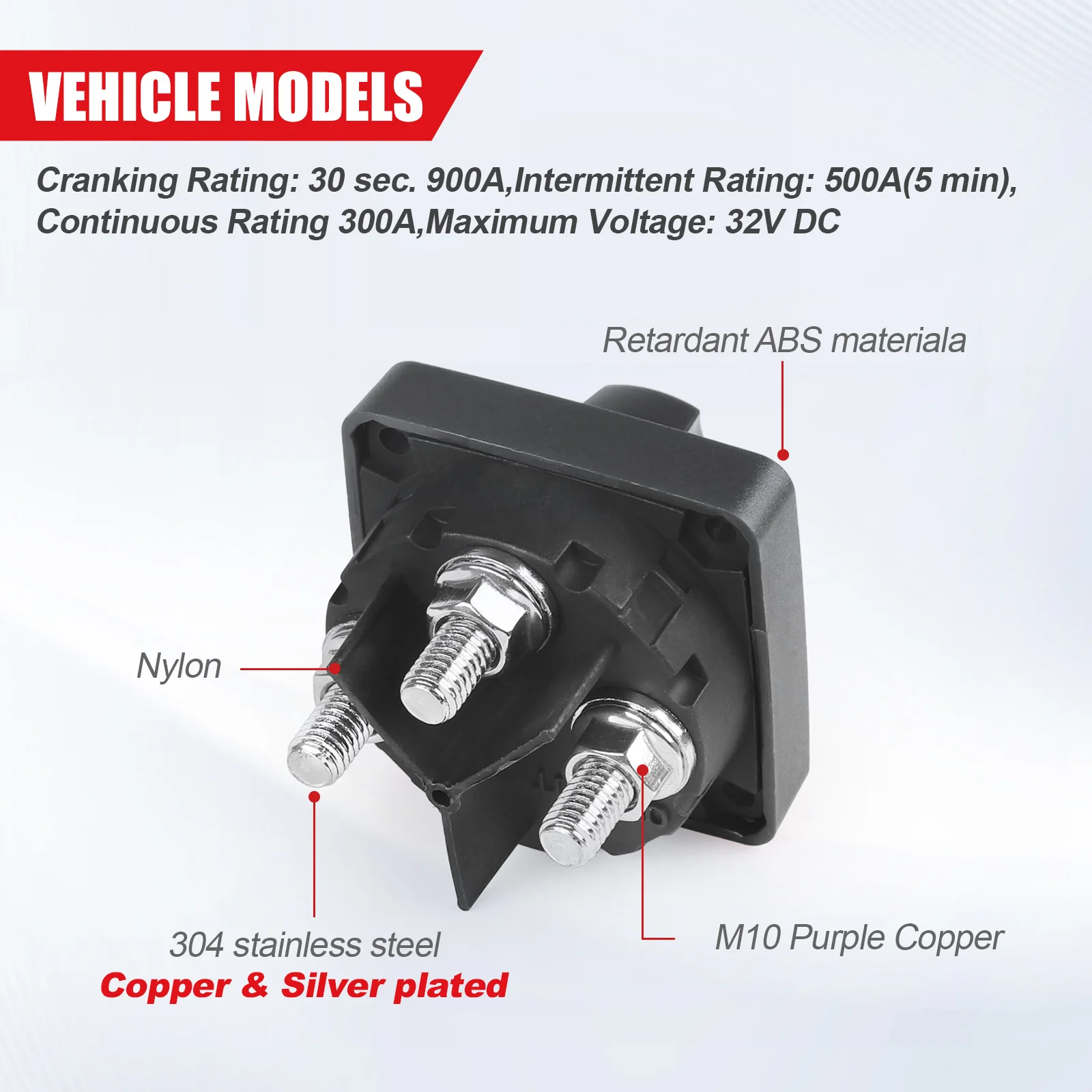 Mass Master Schalter M10 für Wohnmobil, Wohnwagen, Marine, Boot, IP66, 4-Positionen-Wahlschalter, 12/24/32V DC, 300A, Trennschalter, Drehbarer Batterieschalter – Detail 4