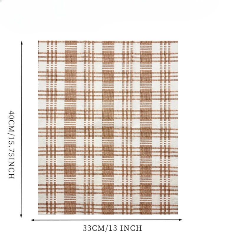 20pcs 33*40cm Coffee Plaid Printed Napkins Holiday Party Decoration Colourful Paper Napkins DIY Butterfly Bone Bart Paper