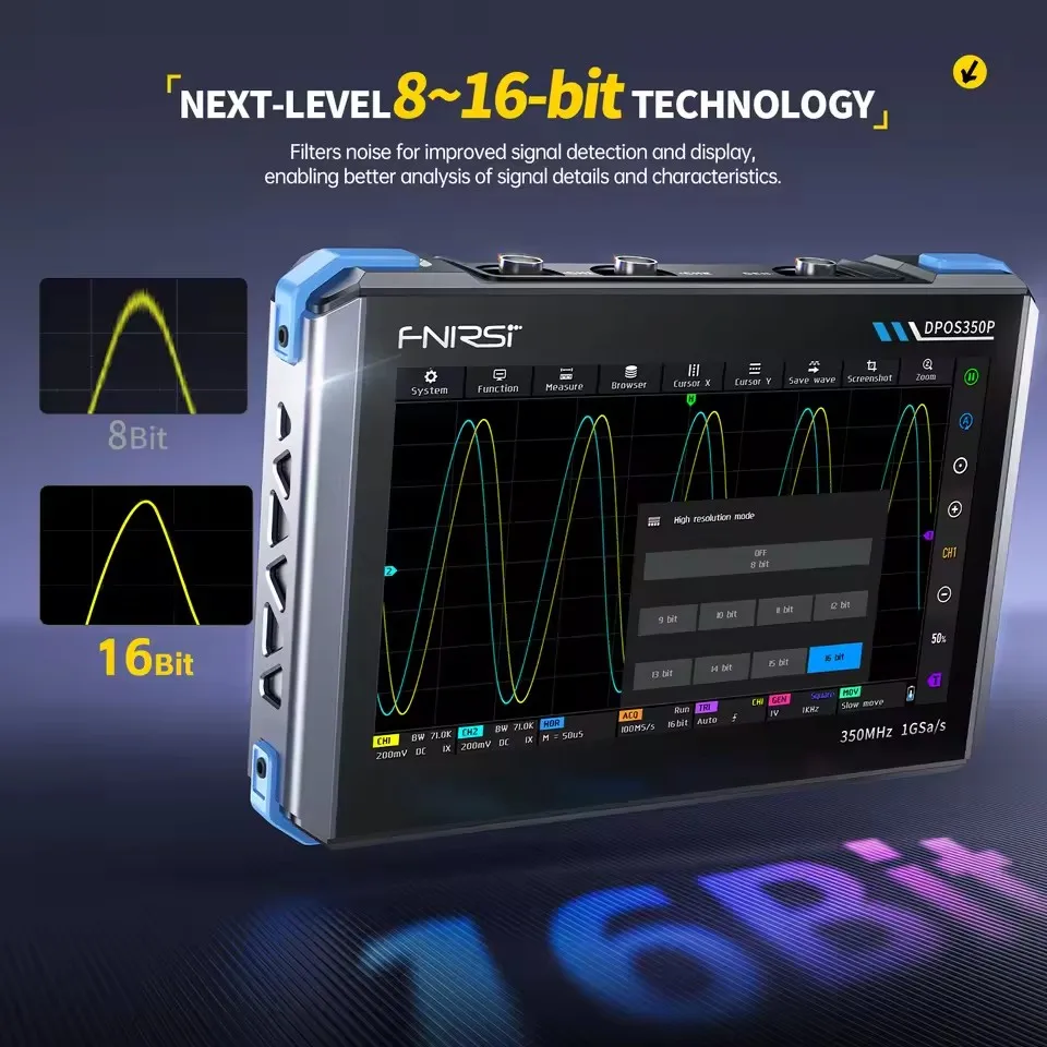 Digital Oscilloscope Signal Generator FNIRSI DPOS350P 4-in-1 350M flat panel