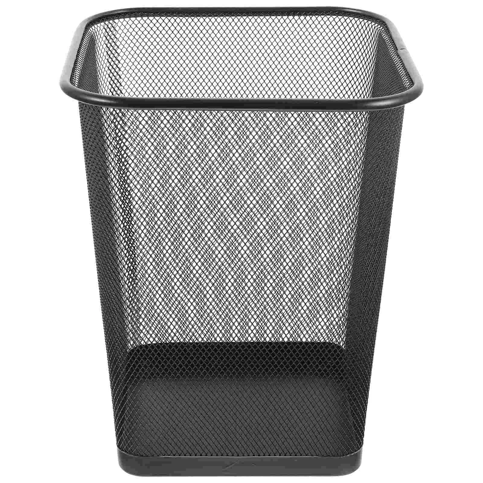 

Trash Can Garbage Bin Mesh Waste Basket Container Wire Metal Wastebasket Office Paper Kitchen Recycling Bedroom Black Rubbish